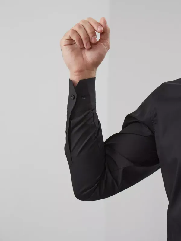 Рубашка на невысокий рост LOW SLIM FIT с длинным рукавом, черная