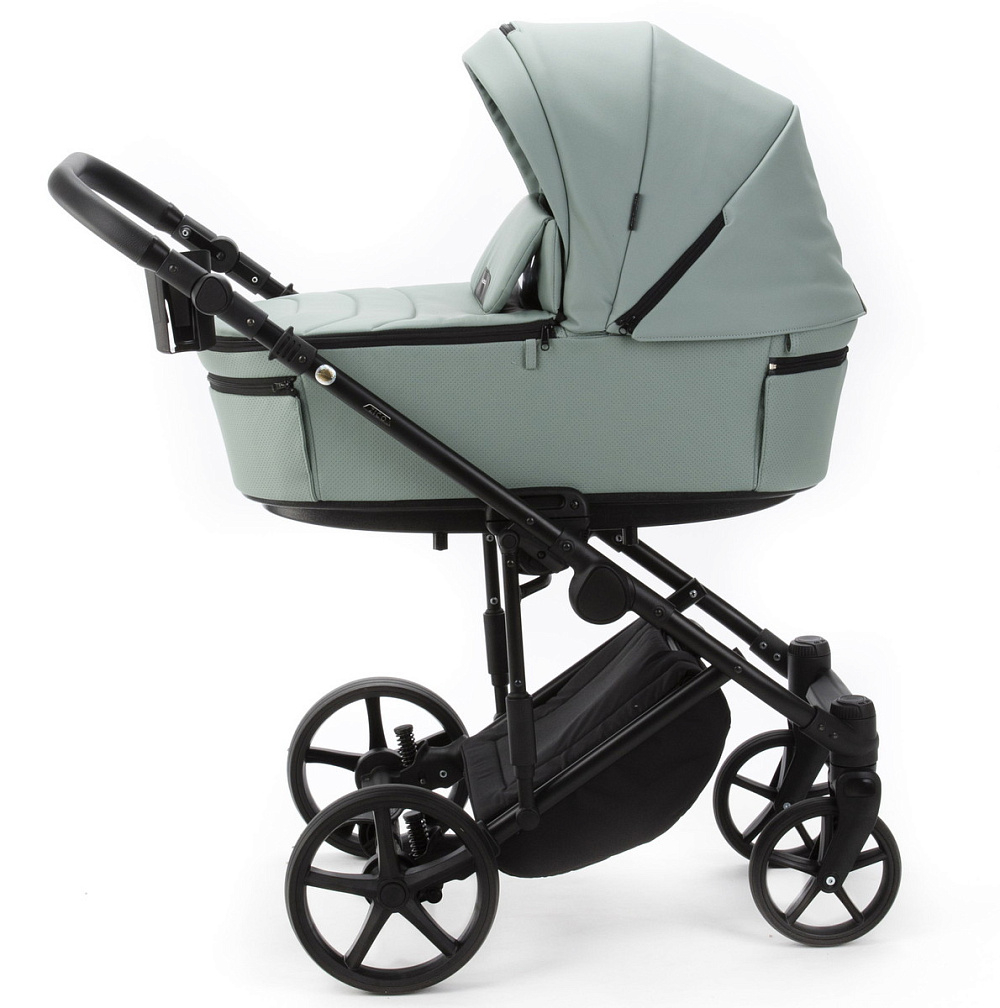 Детская коляска Adamex Zico Deluxe New 3 в 1 ZN-SA20 (СЕРО-ЗЕЛЕНАЯ КОЖА)