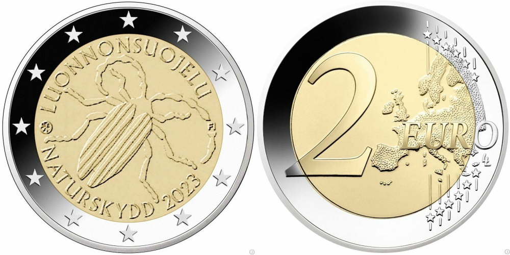 Финляндия 2 евро, 2023 100 лет первому закону Финляндии об охране природы