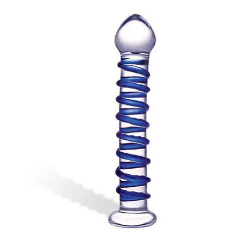 Glas Blue Spiral – стеклянный фаллоимитатор со спиралью, 18,5 см