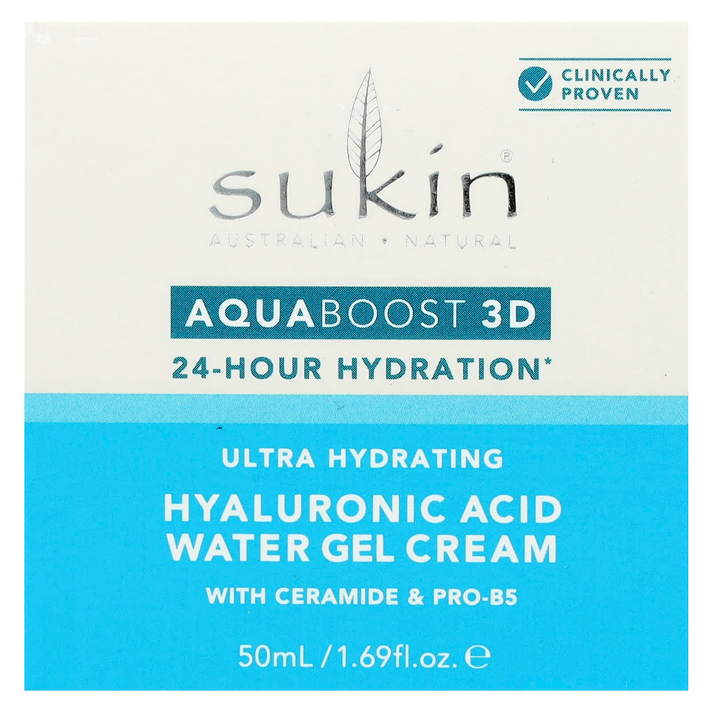 Sukin, AquaBoost 3D, водный гель-крем с гиалуроновой кислотой, 50 мл (1,69 жидк. Унции)