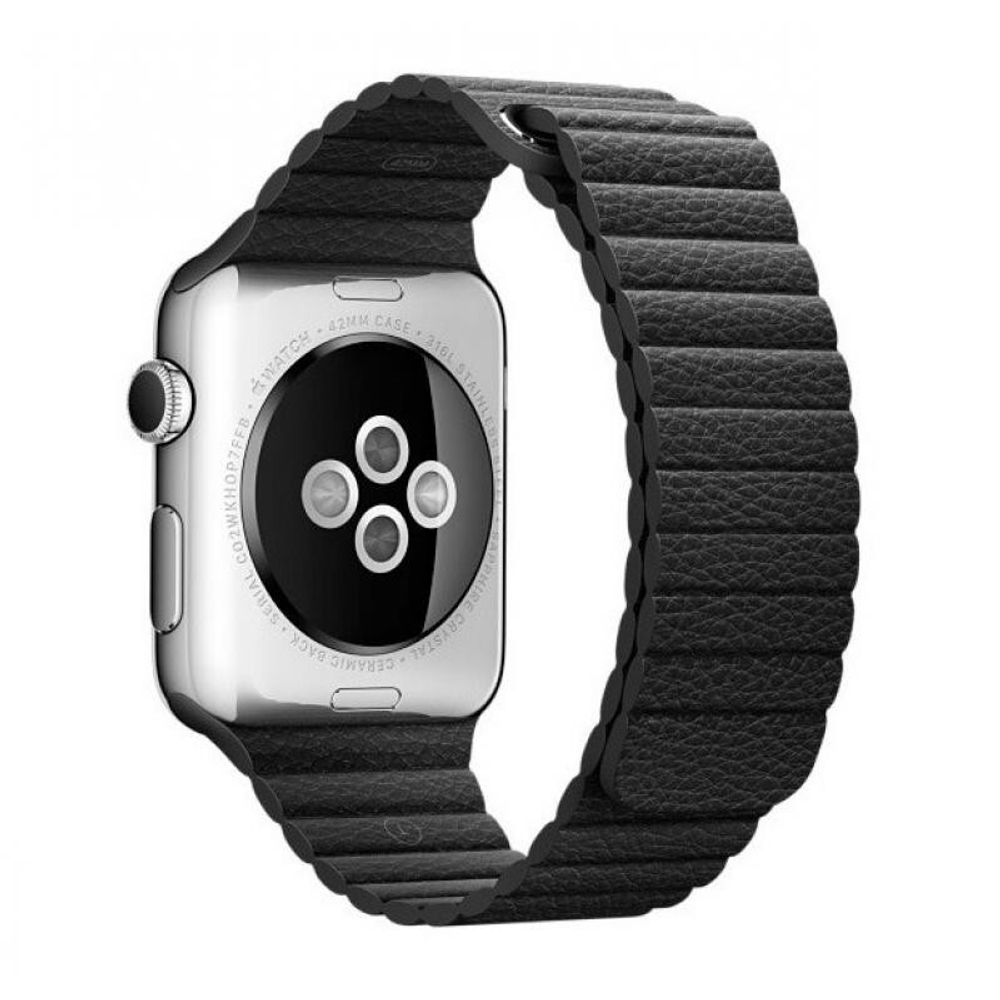 Браслет-ремешок для Apple Watch Magnit leather back loop band (WH5205-BK) Black Coteetci