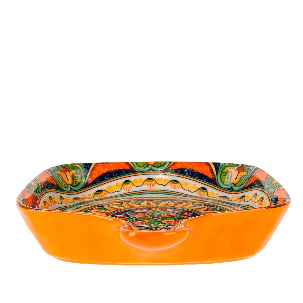 Блюдо с ручкой "Arabesque" (оранжевый) 23х14,5см (min9) (транспортная упаковка)