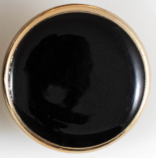 пуговица золото-черный 24L/15мм пластик, под метал, глянцевая, на ножке PS34