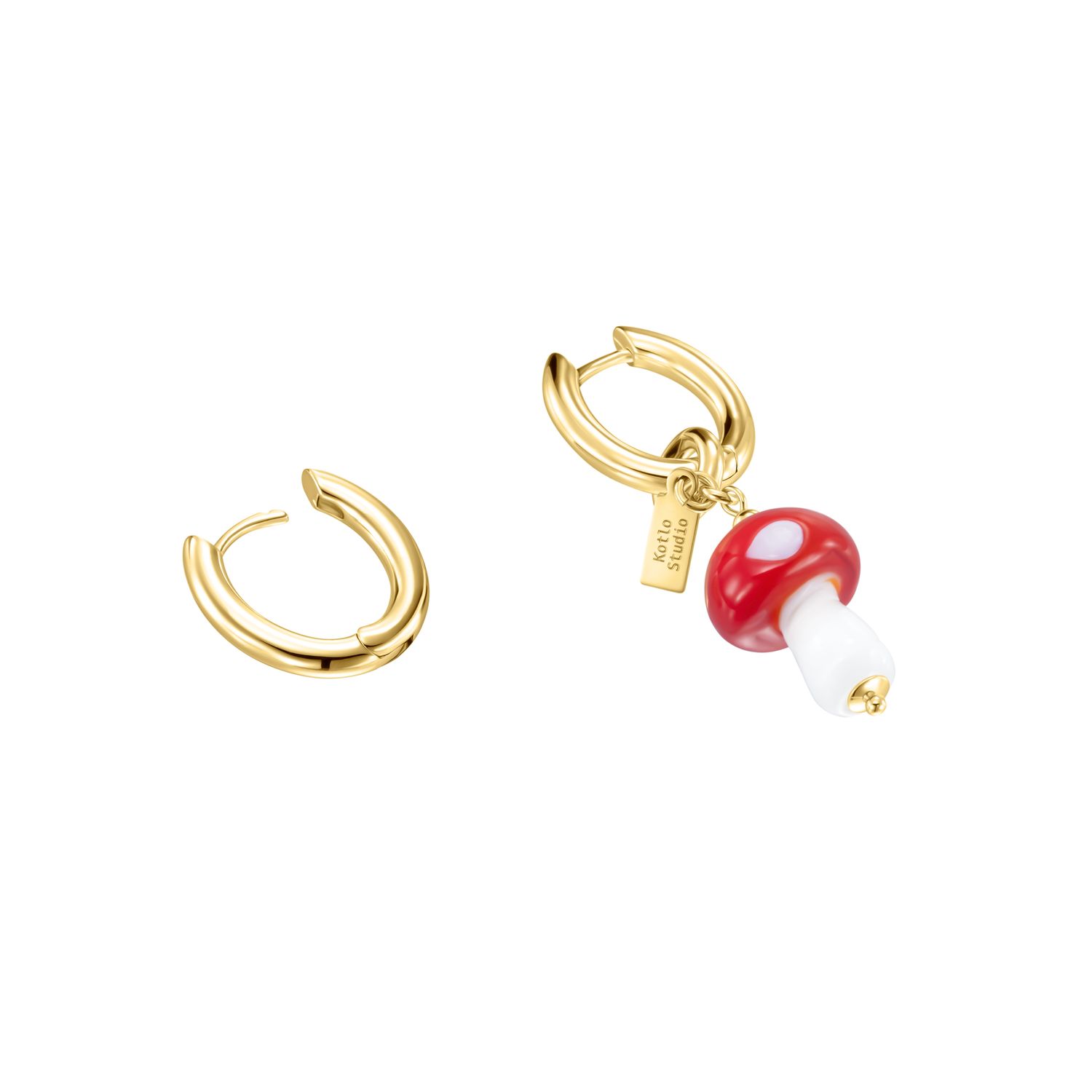 Серьги Mushroom Gold-Red Earrings