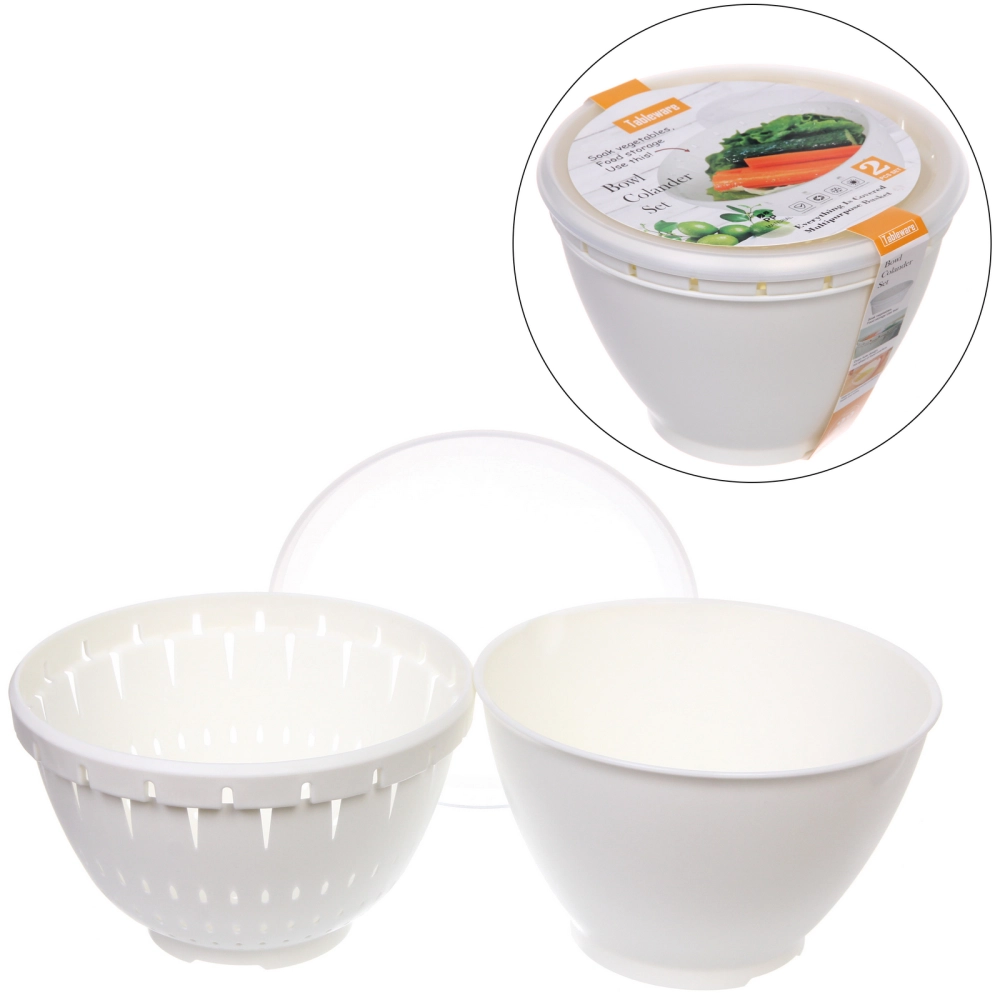 Дуршлаг пластиковый «Фаттория» 22*15,5см двойной с чашей и крышкой