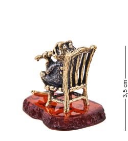 Народные промыслы AM-3687 Фигурка «Лягушка Кавалер в ожидании» (латунь, янтарь)