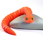 Гибкая игрушка-антистресс, змея с глазами, 3D печать, 27 см., оранжевая