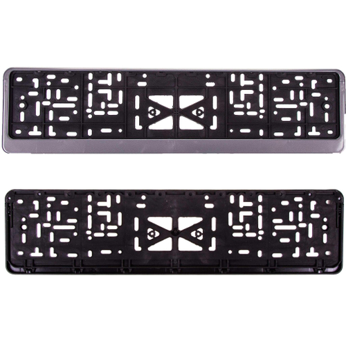 Рамка номерного знака без надписи с защелкой полированная серая Skyway