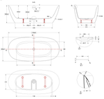 Ванна акриловая Vincea VBT-708-1700, 1700*800*585, цвет белый, щелевой перелив, слив белый