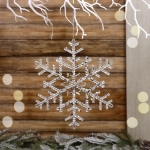 Подвеска новогодняя «Блестящая снежинка» 20 см, Белый