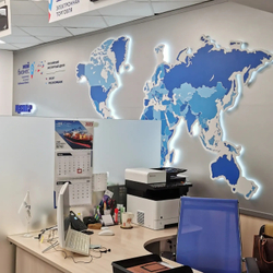 Оформление бренд стены для Центра поддержки экспорта карта мира