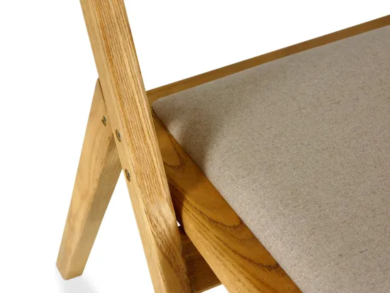 Стул Bali деревянный спинка из ротанга и льна 