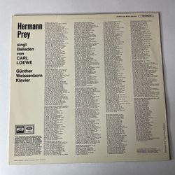 Винтажная виниловая пластинка LP Герман Оскар Карл Бруно Прей Hermann Prey, Carl Loewe, Gunther Weissenbor, Hermann Prey Singt Balladen Von Carl Loewe (Германия 1966)