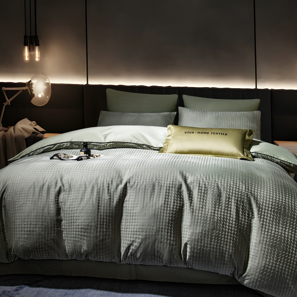 КПБ на резинке Сатин-Жаккард Тессоро MTR003, Евро, 4 наволочки, простынь 160*200*30