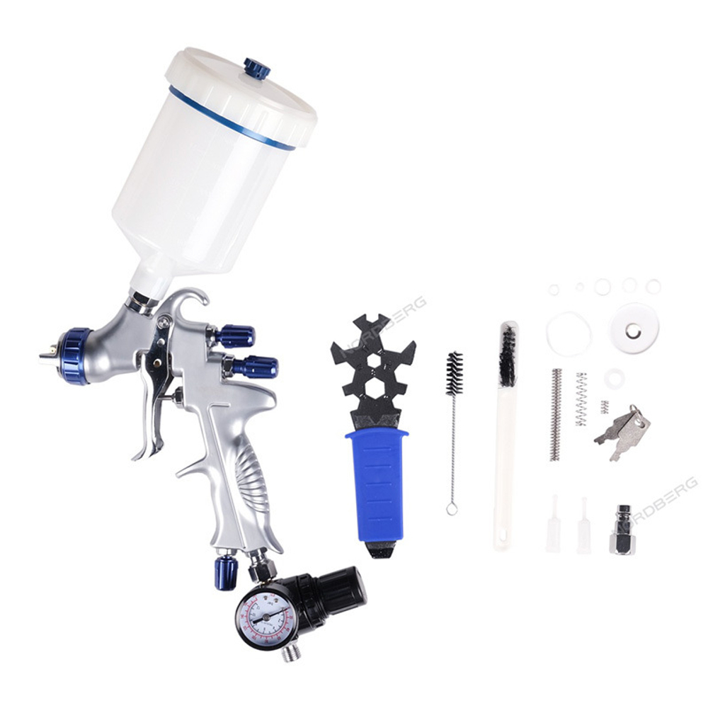 NORDBERG (NP7013) Краскопульт LVMP с верхним баком, сопло 1.3 мм, в алюминиевом кейсе