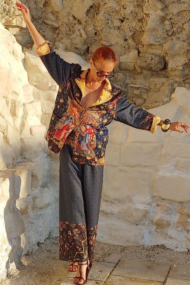 Комплект (двусторонний жакет и брюки) "Фландрия", по мотивам средневековых шпалер