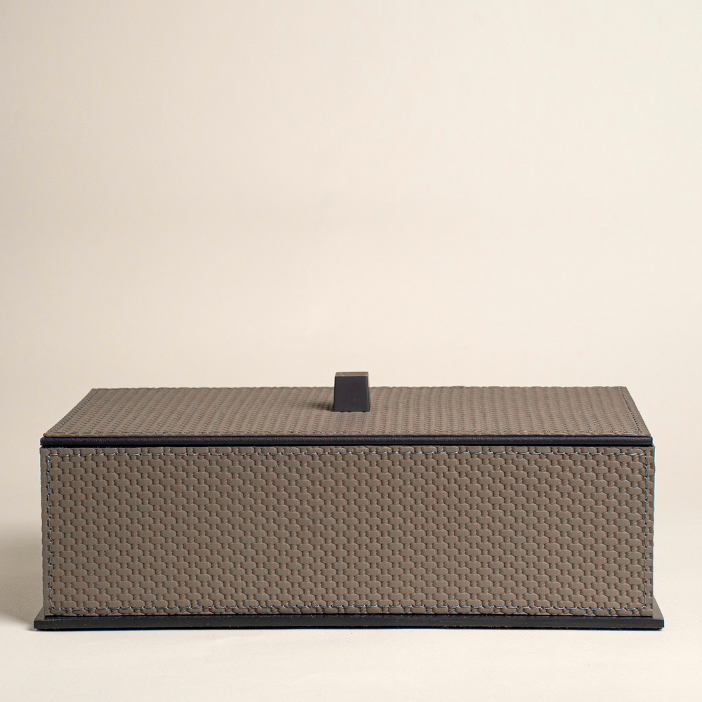 Шкатулка из кожи Серая