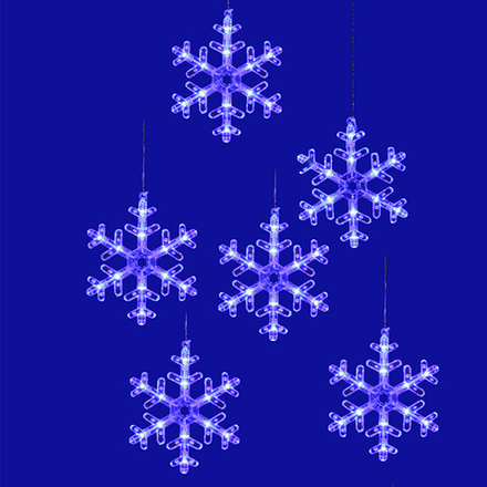 ULD-E1503-072-DTA BLUE IP20 SNOWFLAKES-3 Занавес фигурный светодиодный. 1.5х0.3м. 72 светодиода. Синий свет. Провод прозрачный. TM Uniel