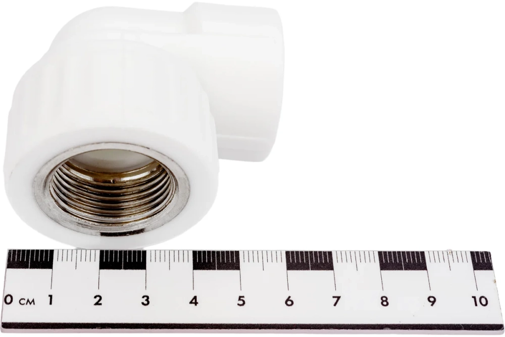 Комбинированный угольник PP-R белый, 20х3/4 дюйма ВР