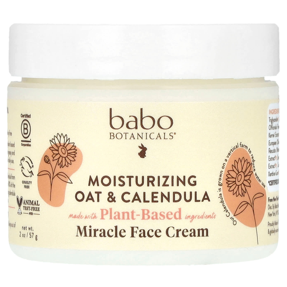 Babo Botanicals, Miracle, крем для лица, увлажняющий крем с овсом и календулой, 57 г (2 унции)