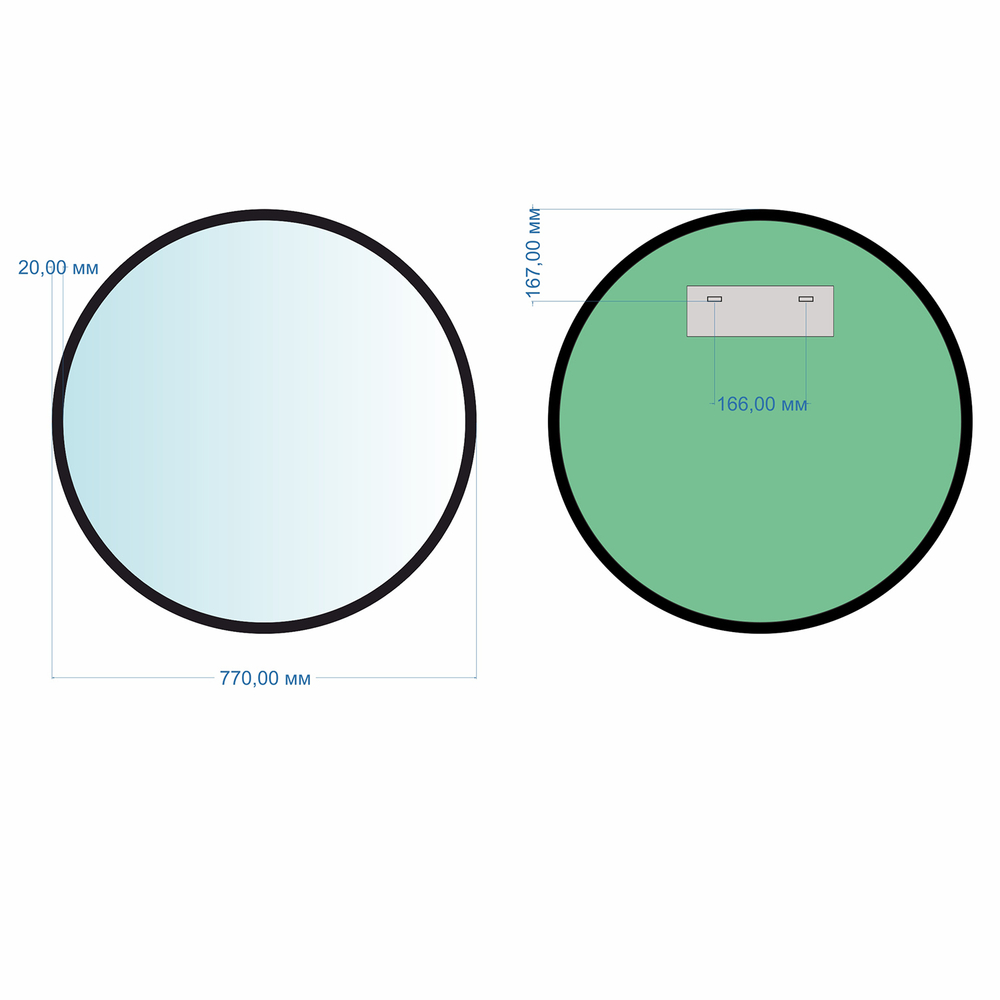 Зеркало MIXLINE "Ренуар" D770 без подсветки, черное обрамление