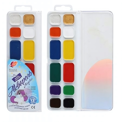 Акварель медовая "Волшебная палитра" 12 цветов, без кисти, пластик (Луч)