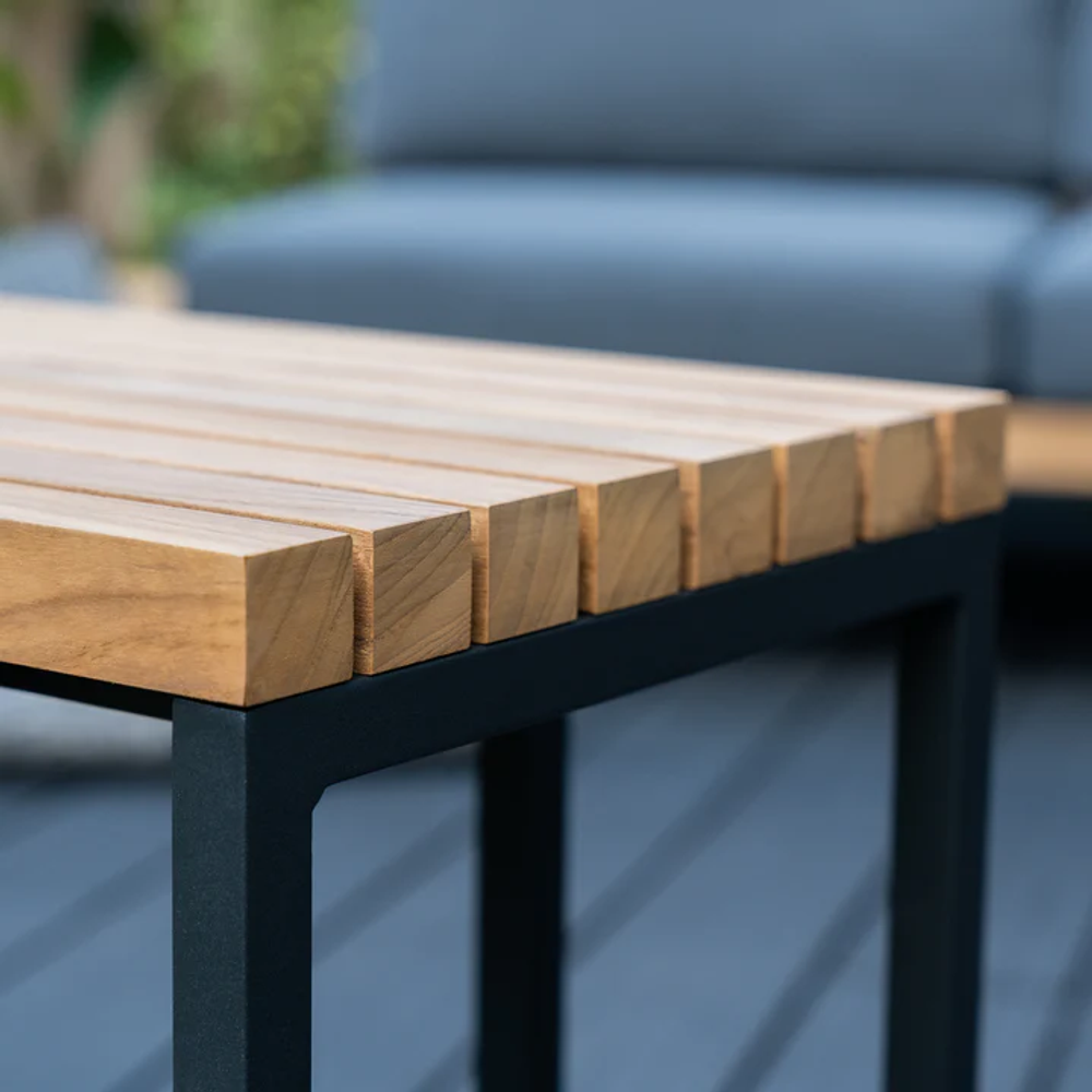 Amal, стол антрацит/натуральный, алюминий/тик