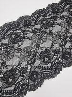Кружево эластичное черное с зеленоватым отливом КС83 (23 см)