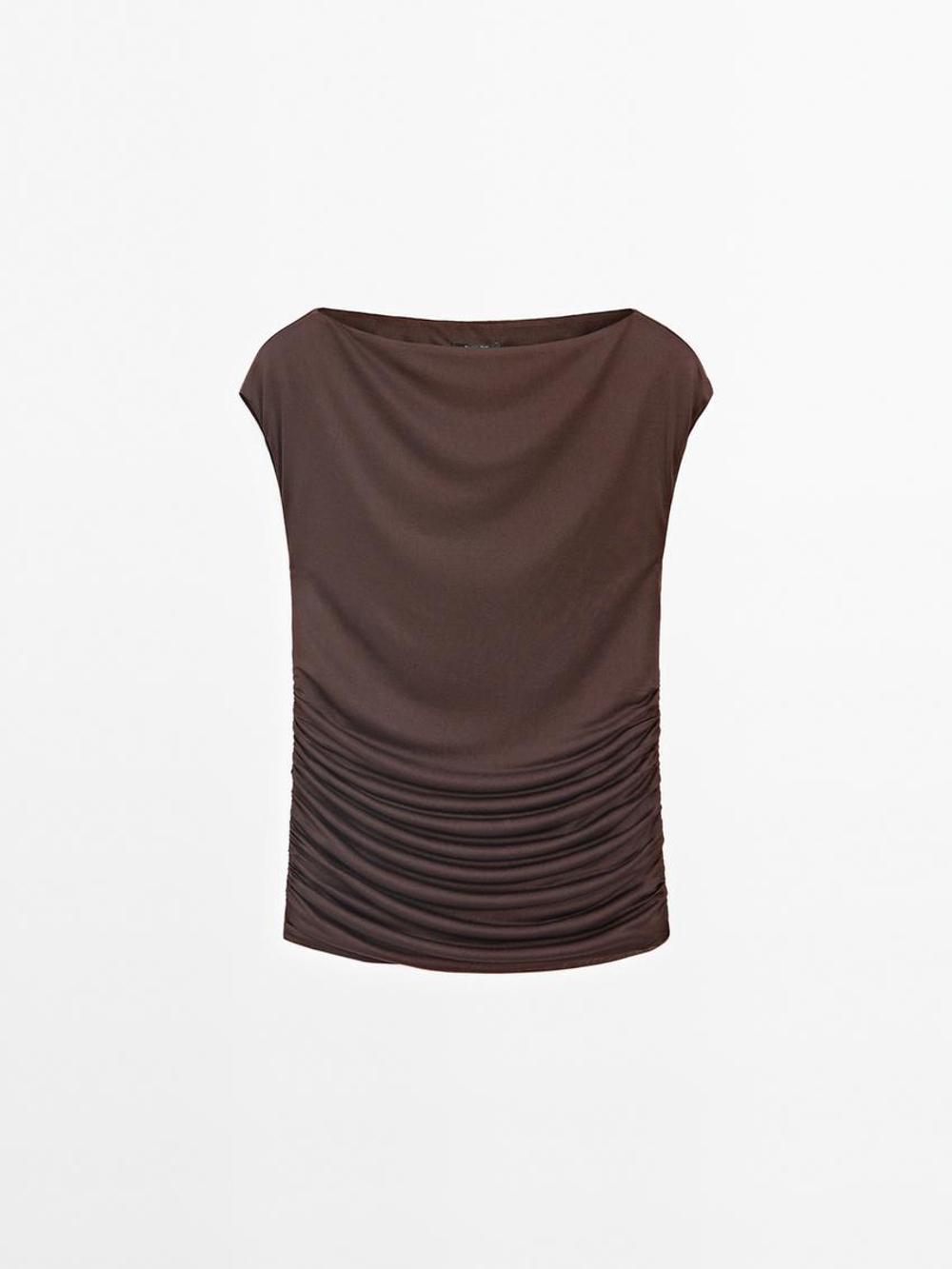 Massimo Dutti Топ с драпировкой, бордо