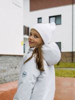 Шапка свечка из смесовой шерсти однослойная с отворотом "Молоко" подростковая