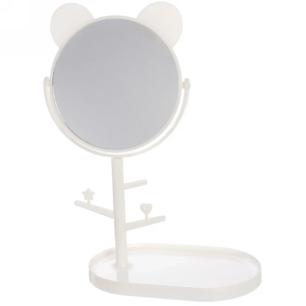 Зеркало настольное одностороннее на подставке «High Tech - LAKI», цвет белый, h-32см d-15см