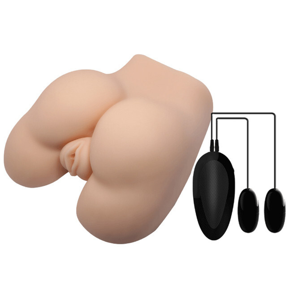 Мастурбатор вагина и анус с вибрацией Crazy Bull Vagina and Anal (Цвет: телесный)