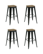 Стул барный TOLIX черный глянцевый + темное дерево KD 4 шт.