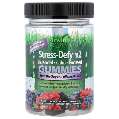 Irwin Naturals, Stress-Defy® v2, жевательные таблетки, со вкусом ягод, 30 жевательных таблеток