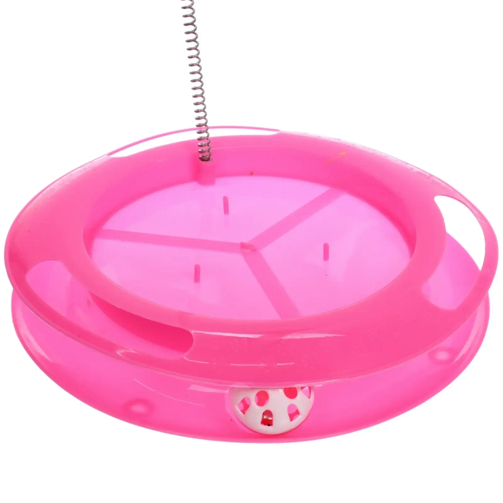 Игрушка для кошек интерактивная с пружинкой перышками «ЛАПКИБум», цвет розовый, 36*25см