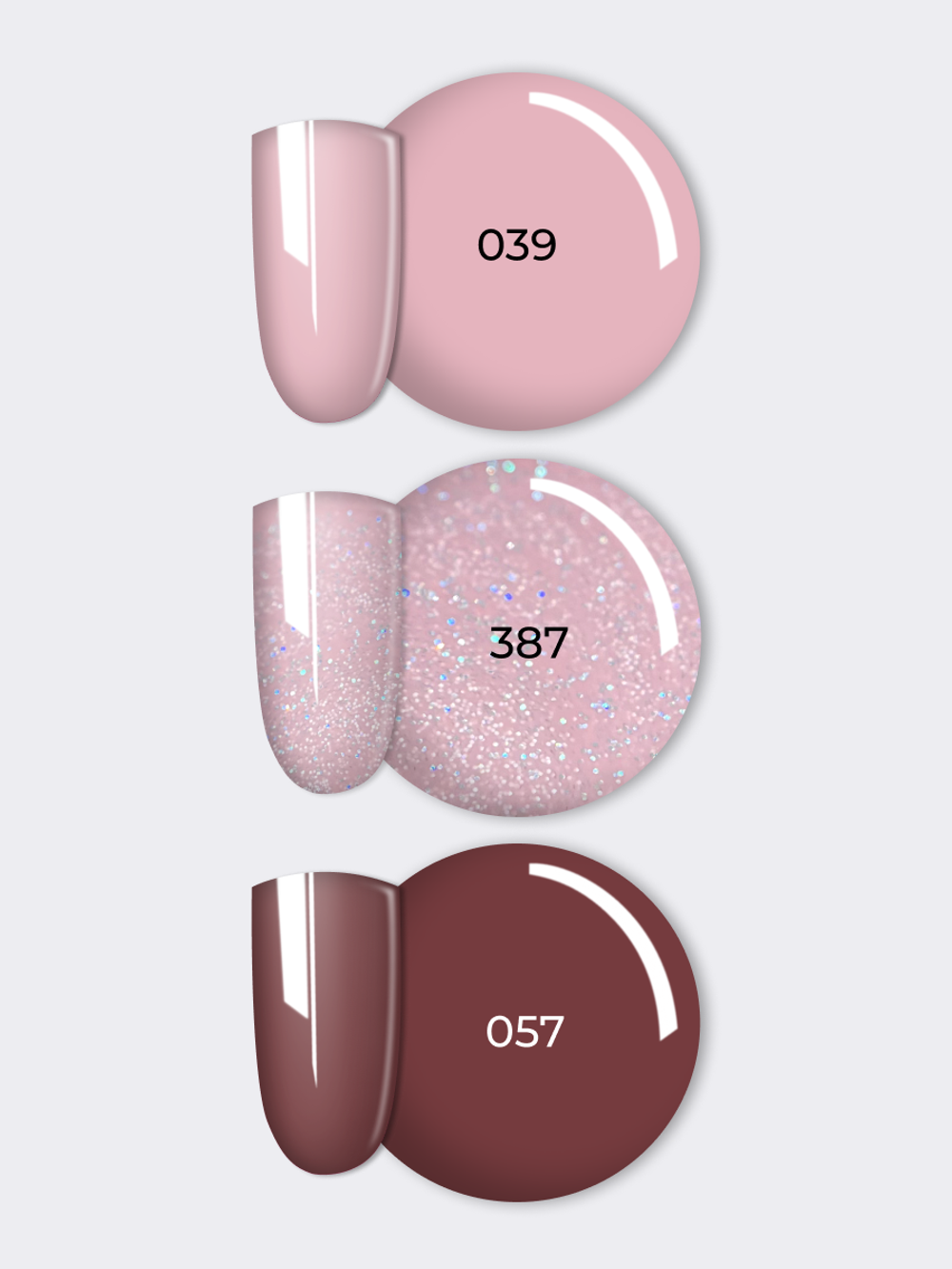 NR Solid Gel Mix Твердые гель-лаки Palette 15 (039, 387, 057), 3х5г