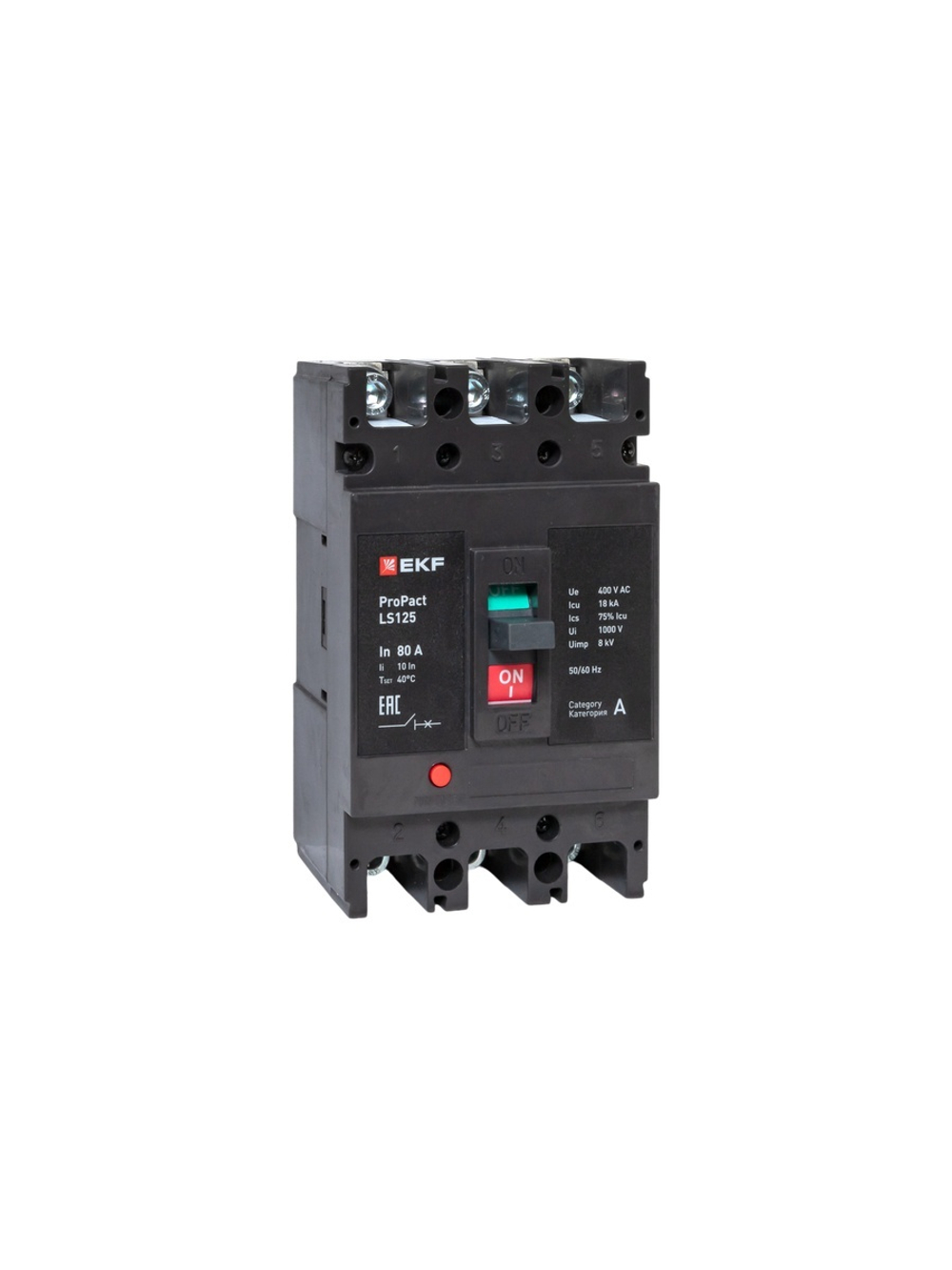 Выключатель автоматический 3п 80А 18кА LS125 ProPact EKF mccb-125-18-3-80-ls