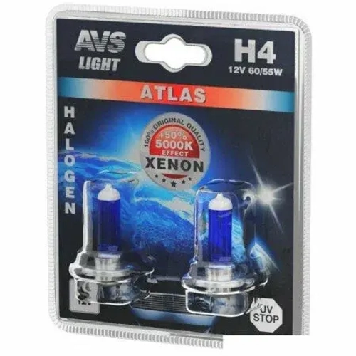 Лампа 24 В H4 75/70 Вт 5000К галогенная 2 шт Atlas AVS