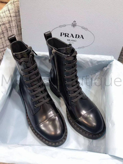 Кожаные черные ботинки Прада Prada премиум класса