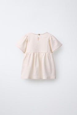 ZARA ТОП ИЗ РЕЛЬЕФНОЙ ТКАНИ С ВЫШИВКОЙ, ЭКРЮ