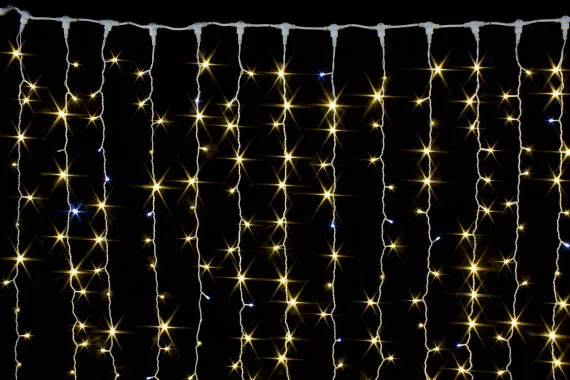 Светодиодный занавес с мерцающим диодом 2*3 м., 420 теплых белых LED ламп, белый провод, Winner Light (ww.03.6W.420+)