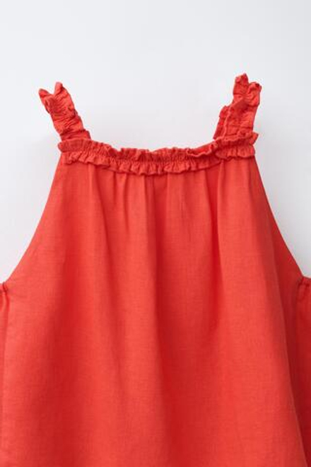 ZARA ТОП ИЗ ЛЬНА С ГОРЛОВИНОЙ ХАЛТЕР, КРАСНЫЙ