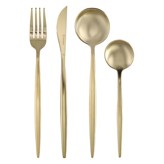 Набор столовых приборов globe, золотистые матовые, 16 пред.