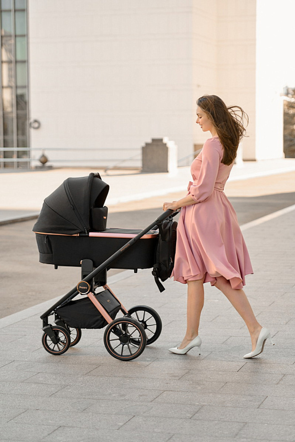 Детская коляска Peppy Monaco 2 в 1 Black (черный), рама черная матовая