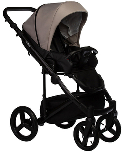 Детская коляска Indigo Tour Eco 3 в 1 с автокреслом Avionaut Cosmo Te09 черная кожа+серо-бежевый