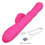 Розовый вибростимулятор-кролик с волновыми движениями Winters - 25,2 см. (Цвет: розовый)