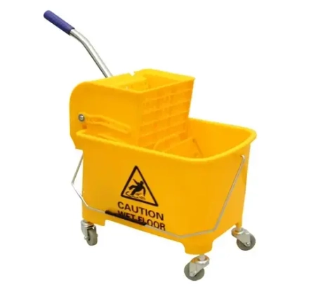Ведро 20 л пластиковое с механическим отжимом на колесах желтое