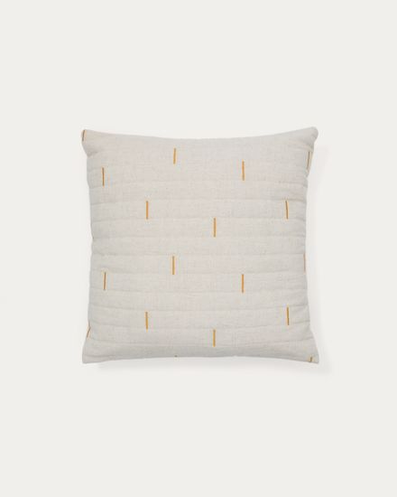 Чехол на подушку Blaina из белого льна с оранжевой вышивкой 45 x 45 см