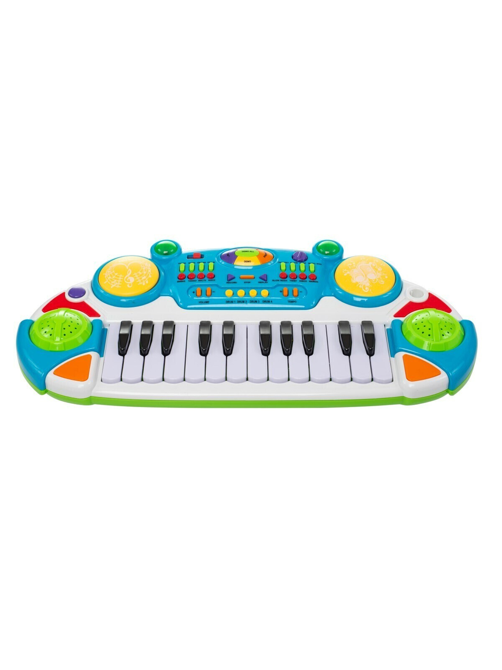 Синтезатор детский пианино 24 кл. с DJ пультом, микрофоном и сиденьем Musical Keyboard синий